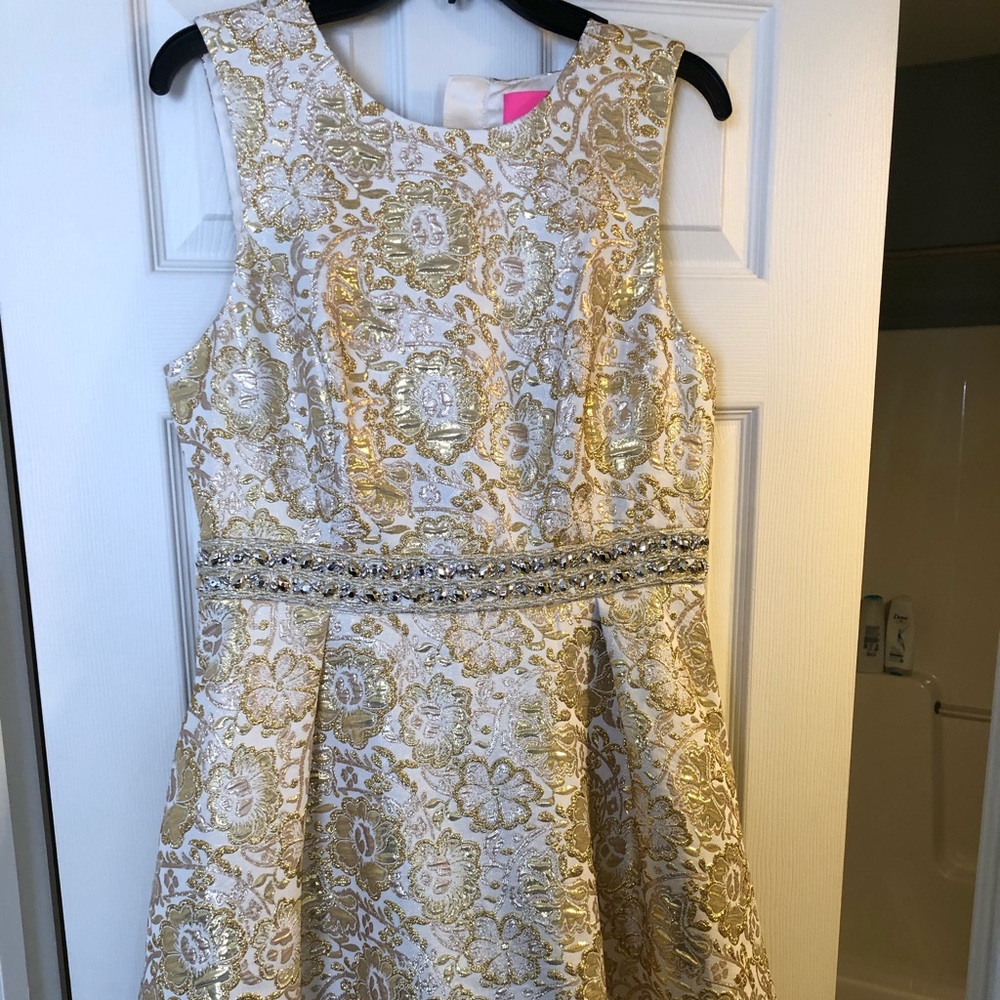 Lilly Pulitzer Levy gold bling dress.